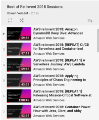 AWS Youtube Playlist of re:Invent 2018 Sessions from Las Vegas NV