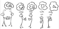 Cartoon diagram showing stick figures communicating