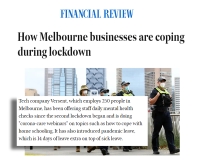 Screenshot of AFR article on How Melbourne businesses like Versent are coping during lockdown